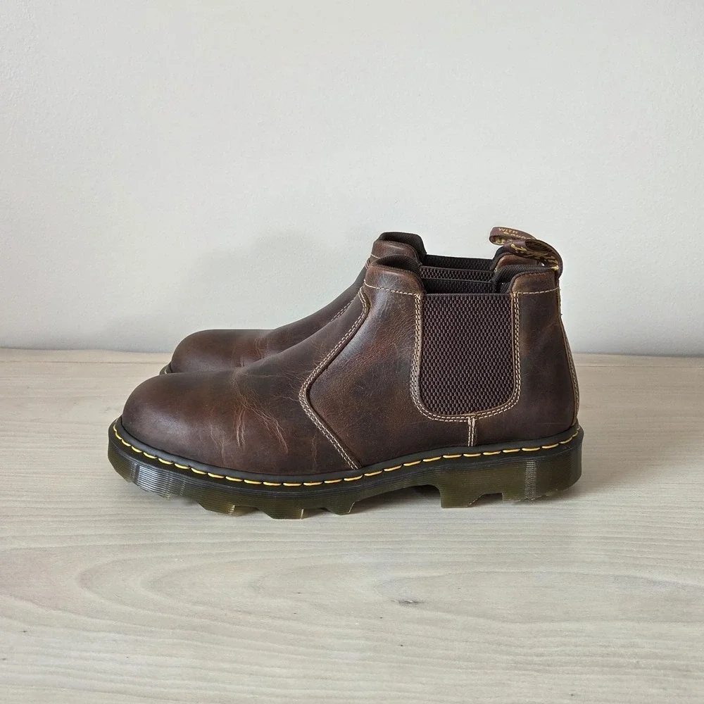 Dr. Martens Penly Chelsea Boots Dark Brown Greenland Waxy Leather Men's Size 14